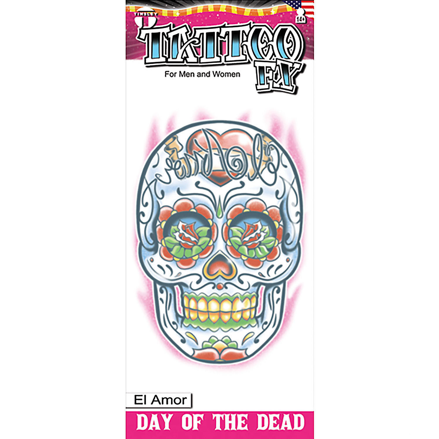 Tinsley Transfers Day of the Dead El Amor Temporary Tattoo - Morris Costumes