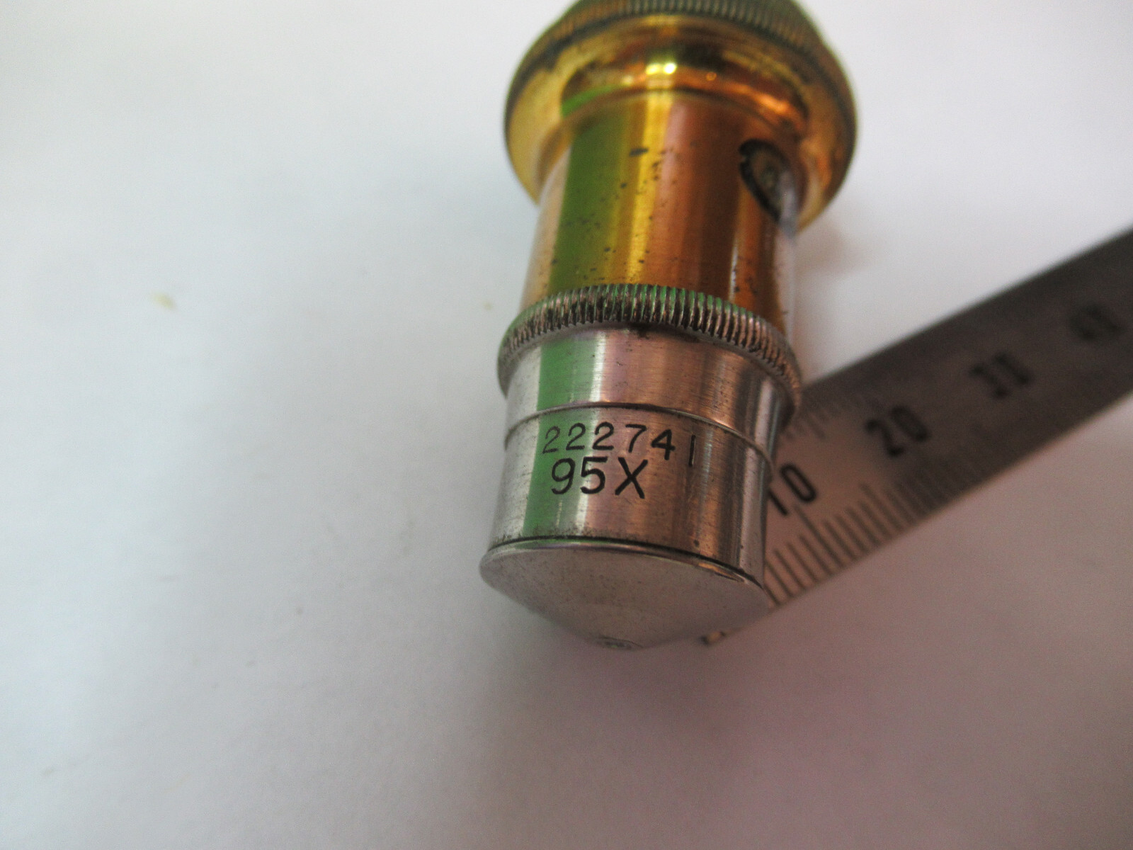 ANTIQUE BRASS SPENCER 95X LENS OBJECTIVE MICROSCOPE PART AS PICTURED &R2-A-22