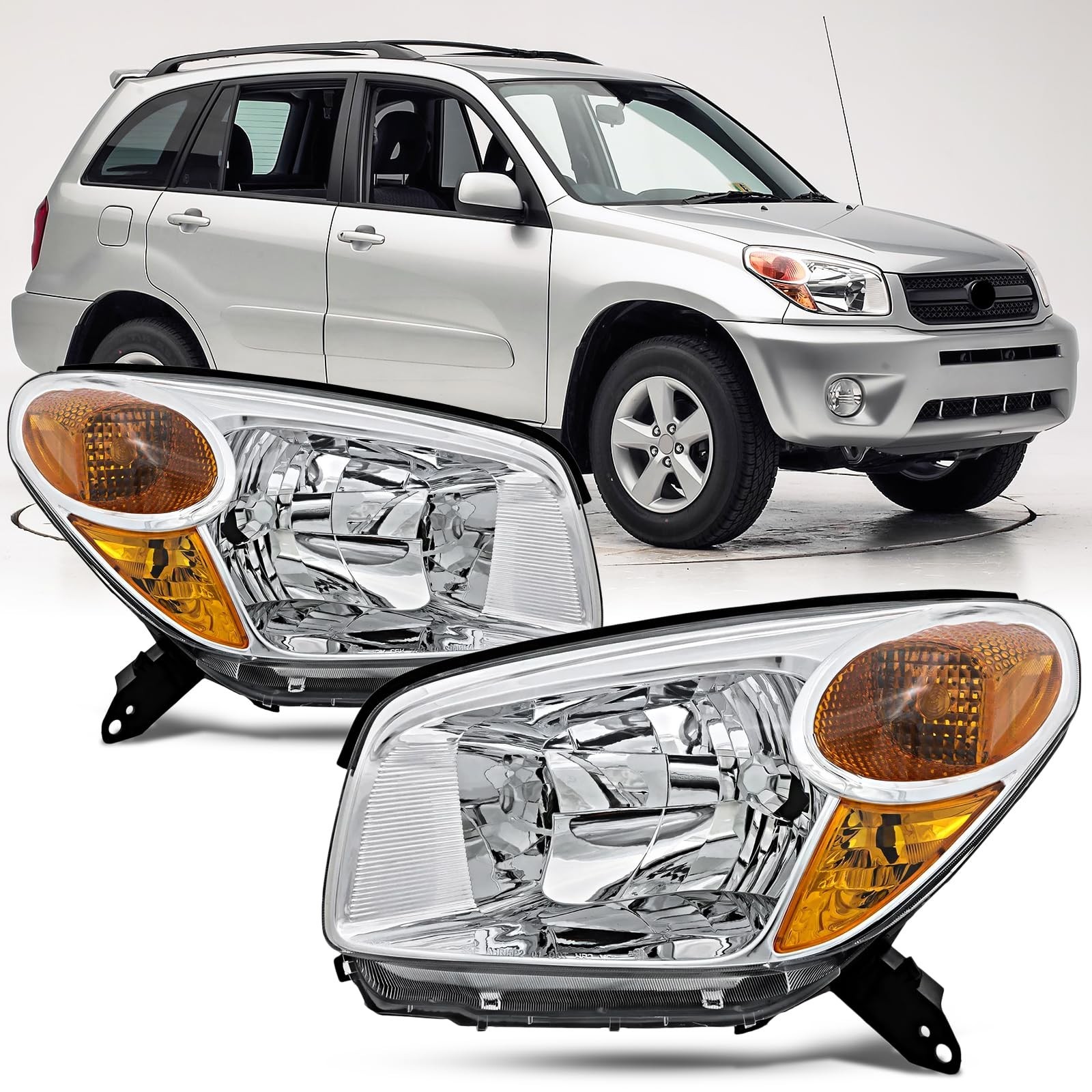 Headlights Assembly Compatible With 2004 2005 Toyota RAV4 Replacement Headlam...