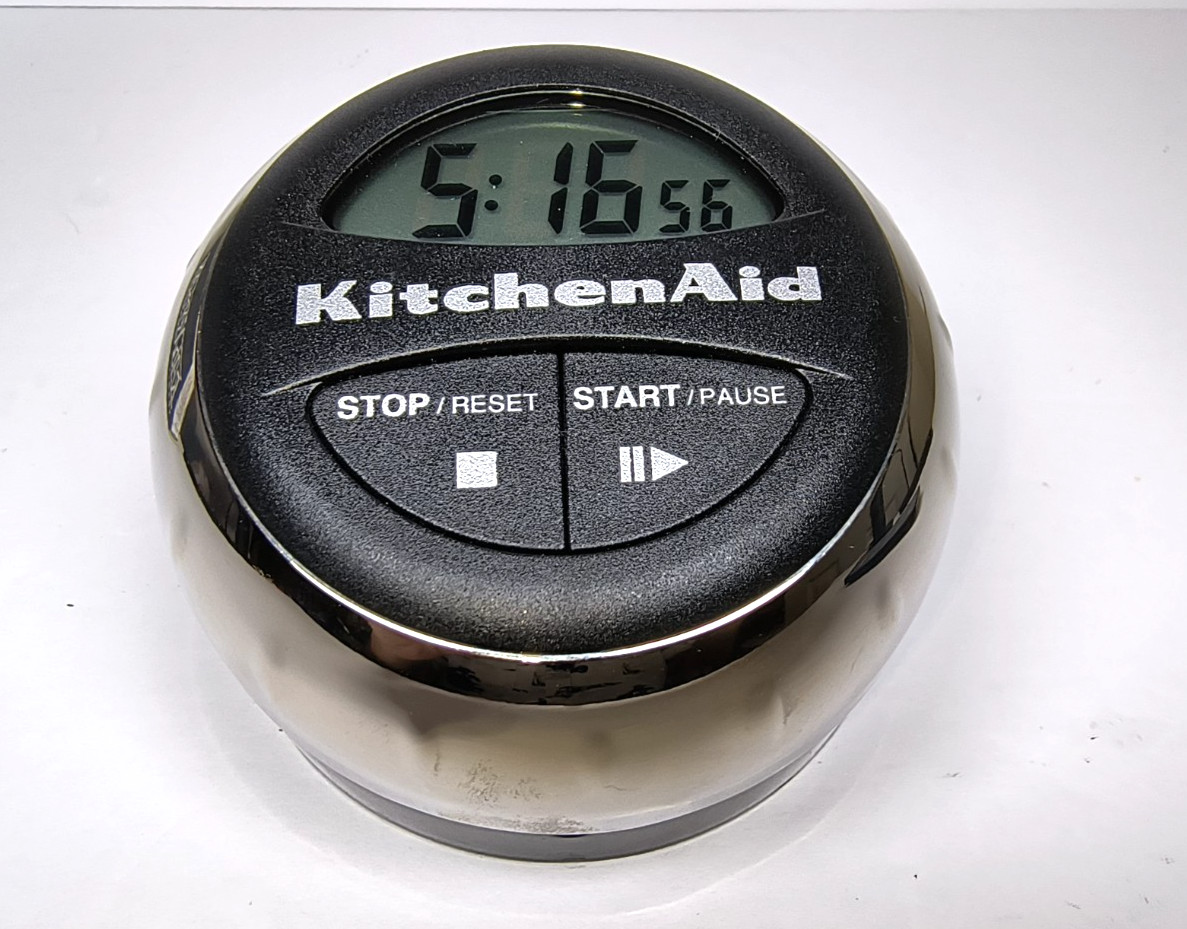 KitchenAid Digital Timer Black and Chrome - Tested & Works Battery Operated