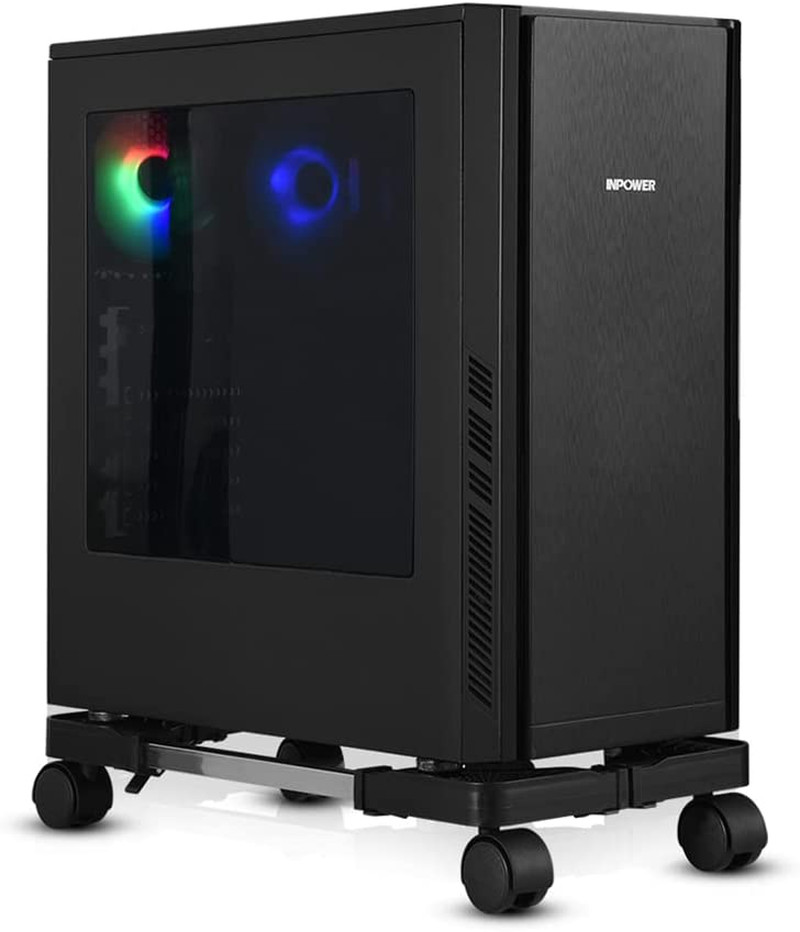 Computer Tower Stand, Adjustable Mobile CPU Stand with Rolling Caster Wheels, Pr
