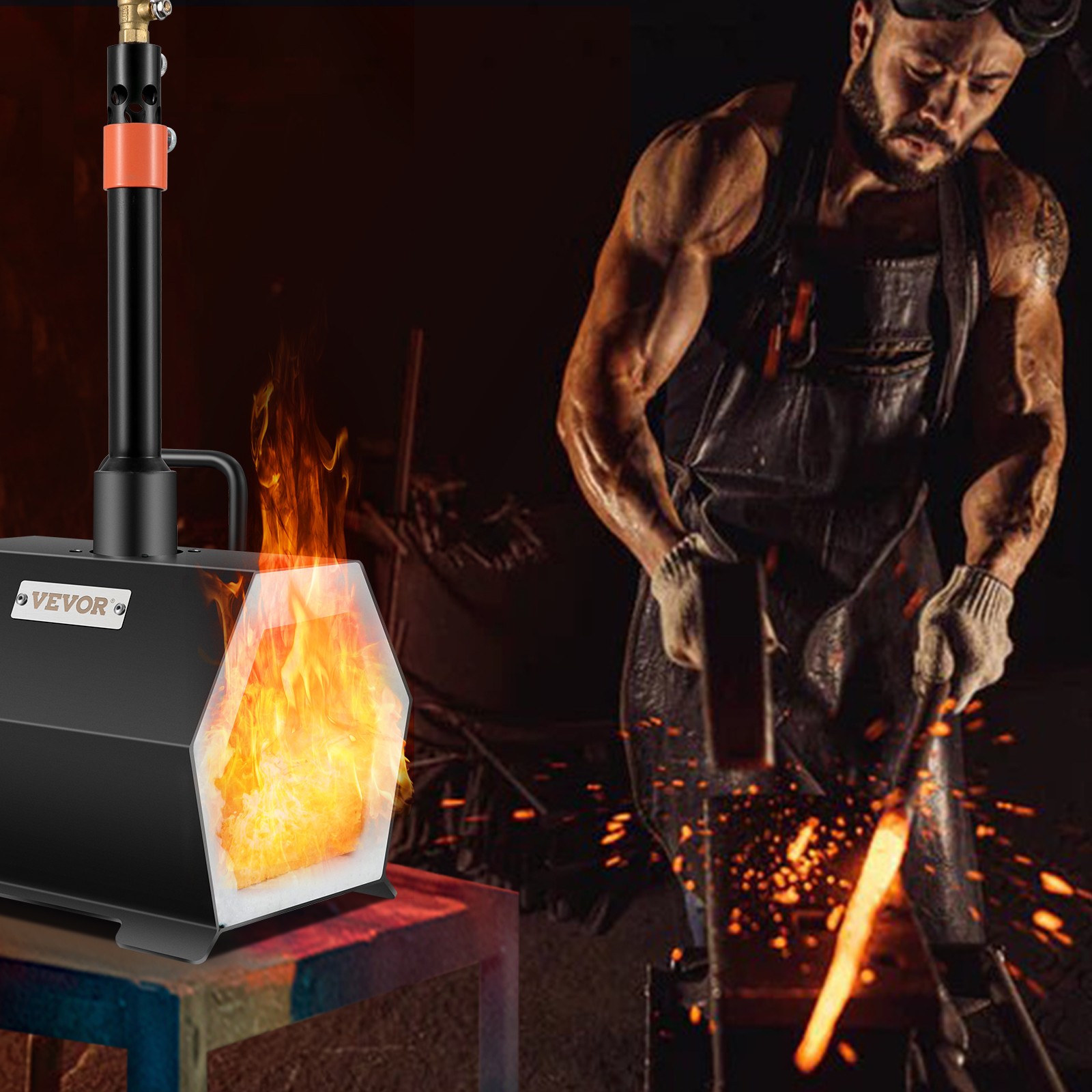 VEVOR Propane Forge Farrier Forge Single Burner Tool Knife Making Blacksmithing