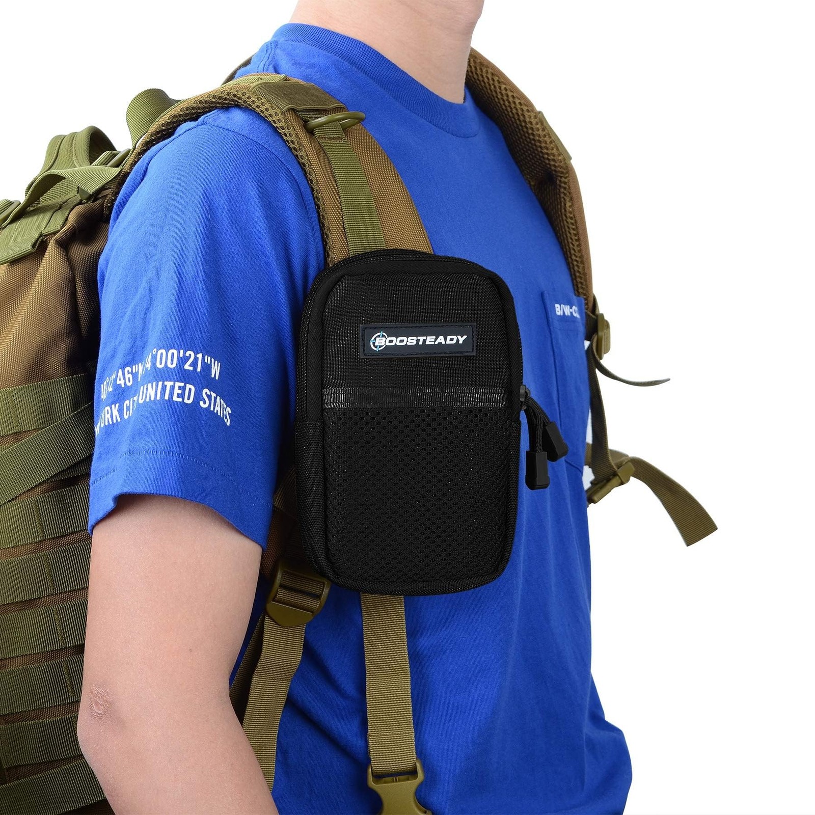 BOOSTEADY Backpack Strap Pouch, Smartphone Strap Pack, Backpack Attachment Ba...