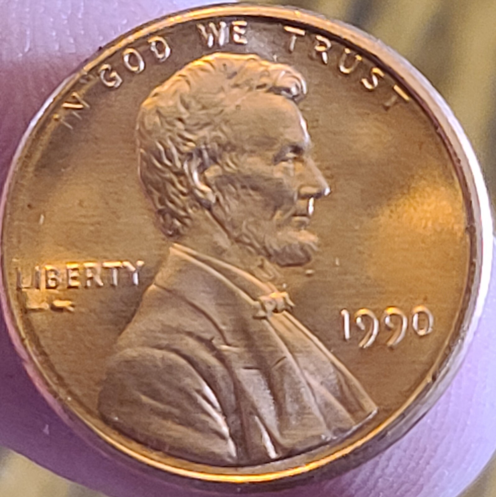1990 LINCOLN Head Memorial Penny Obverse Die Chips Good Quality No Mint