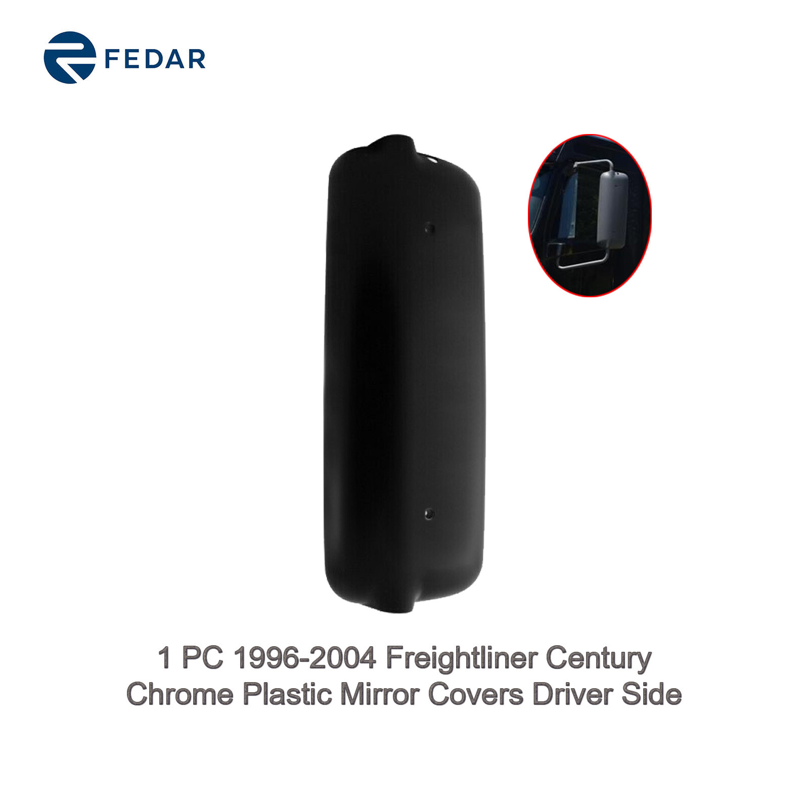 Black Mirror Cover For 1996-2004 Freightliner Century Left Driver Side