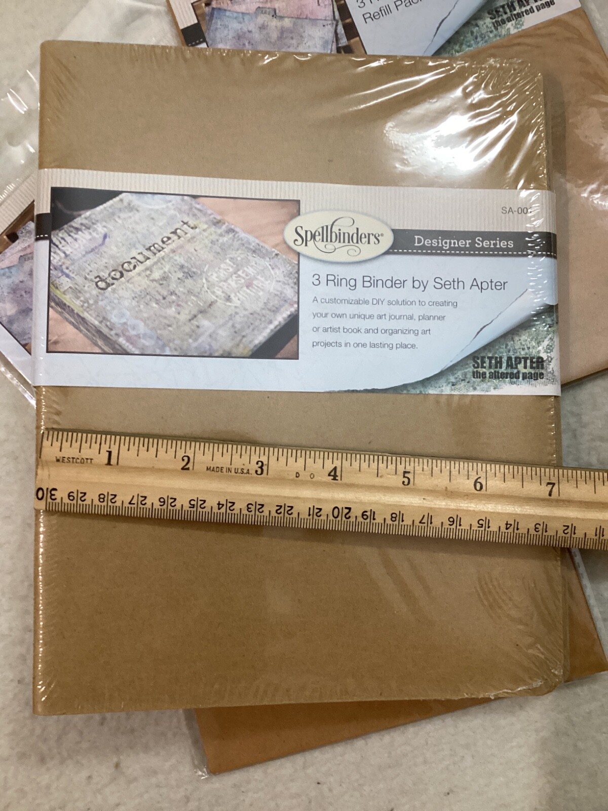 DIY Spellbinders 3 RING JOURNAL BINDER Brown 8.25" X 9" w/ 3 extra tab refills