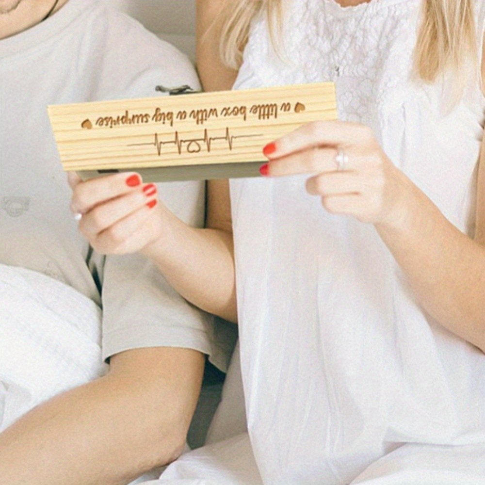 1pc Rectangle Wooden Pregnancy Test Keepsake box with Lock Annouced