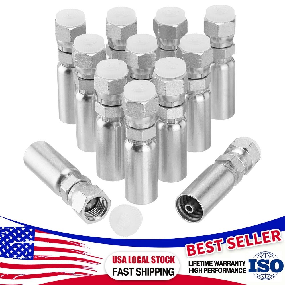 12Pack 1/4" Hydraulic Hose Fittings 1/4" I.D. Hose x 3/8" JIC 37° Female w/Cover