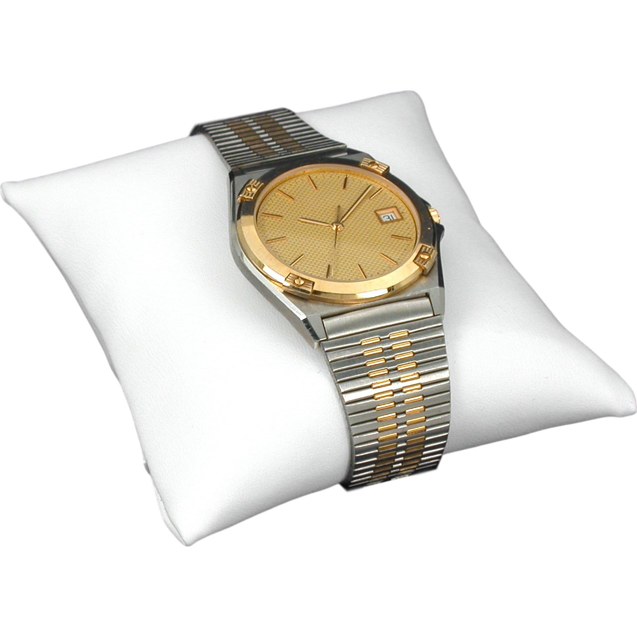 New White Faux Leather Bracelet & Watch Pillow Jewelry Display 3" x 3"