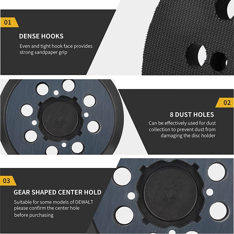 5" Replacement Sander Pads for DeWalt Sander, 5 Inch 8 Hole Hook and Loop