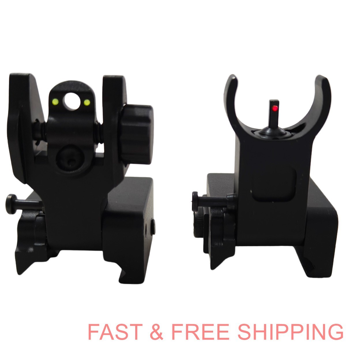 T actical Folding Back Up Iron Sight Flip Up Sights Front Rear Picatinny Rail