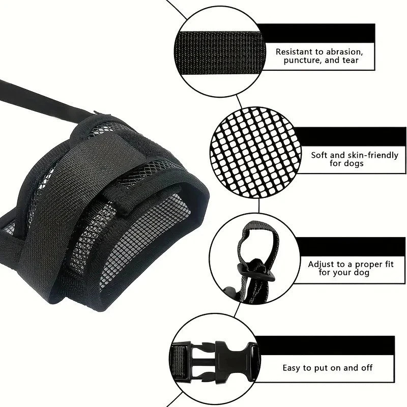 Dog Muzzle for Medium to Large Dogs Soft Nylon Breathable & Adjustable Straps