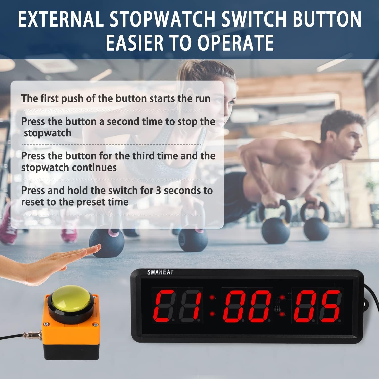Fitness Timer with Stopwatch Button, Suitable for School/exam/Home Exercise/G...