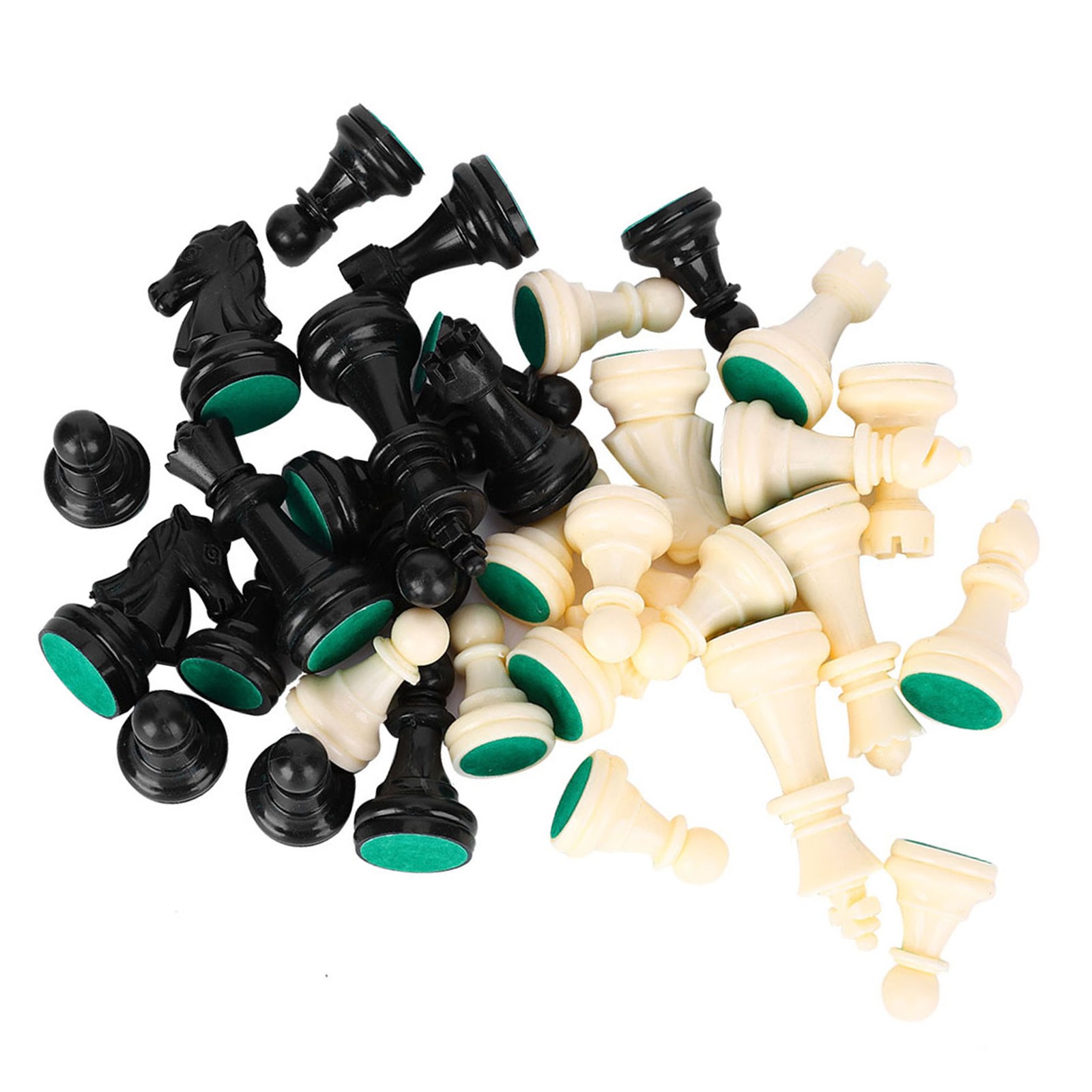 Plastic Chessmen Set International Chess Game Complete Chessmen Set Black&&White