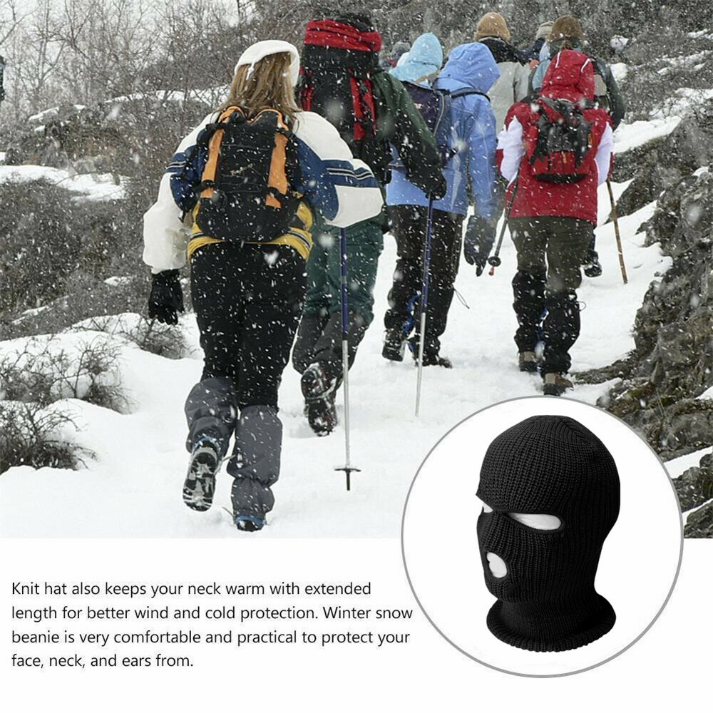 3 Pcs Winter Ski Face Mask 3 Hole Balaclava Hood Beanie Tactical Warm Black Hat