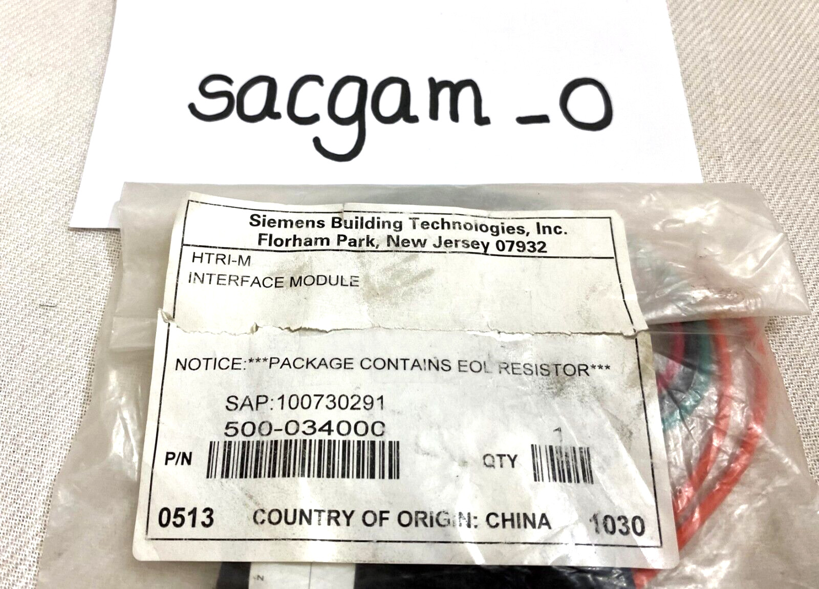 SIEMENS Model HTRI-M Addressable Interface Module without EOL Resister.