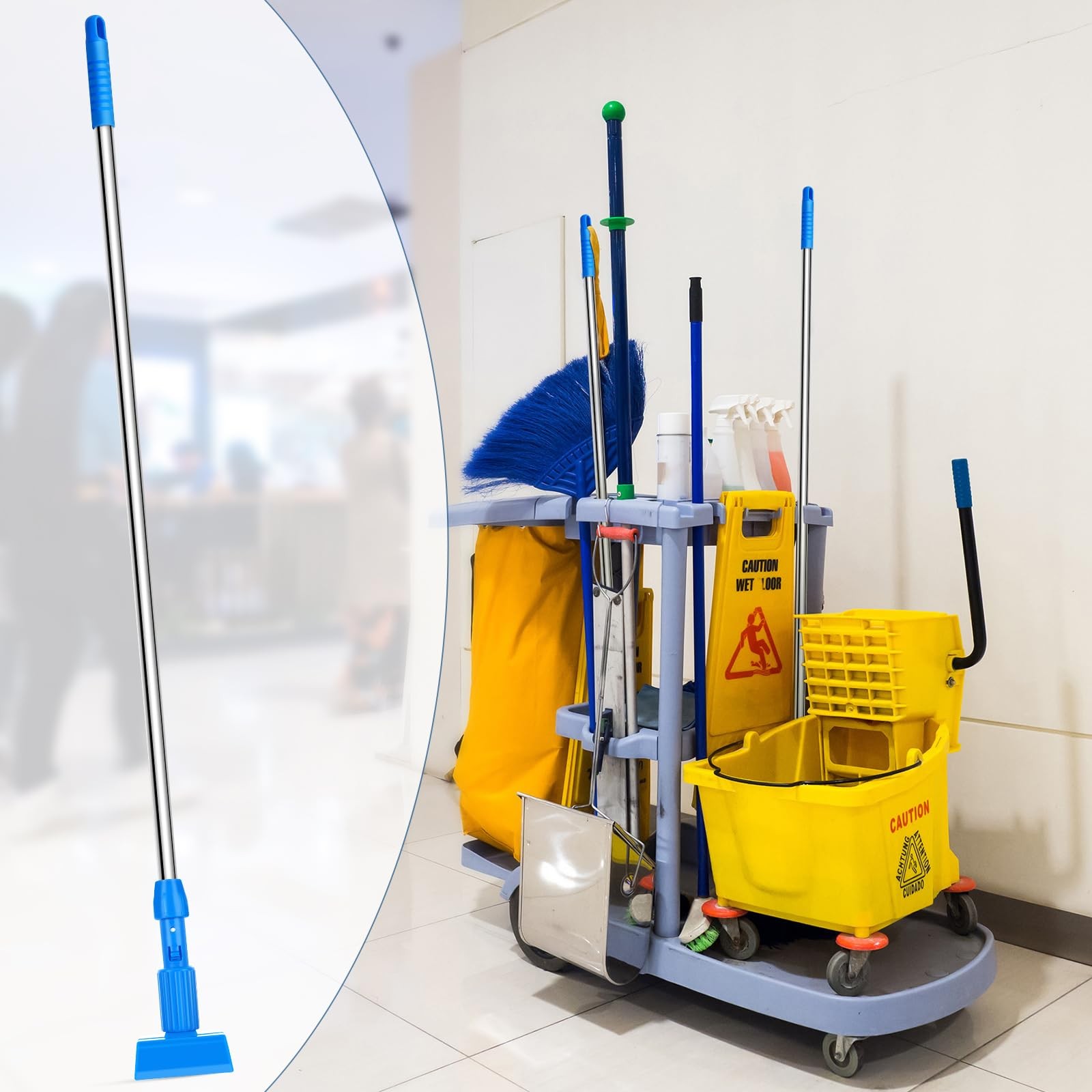 14 Pack Commercial Mop Handles Bulk Iron Mopping Tube 64 inch Heavy Duty Mop ...