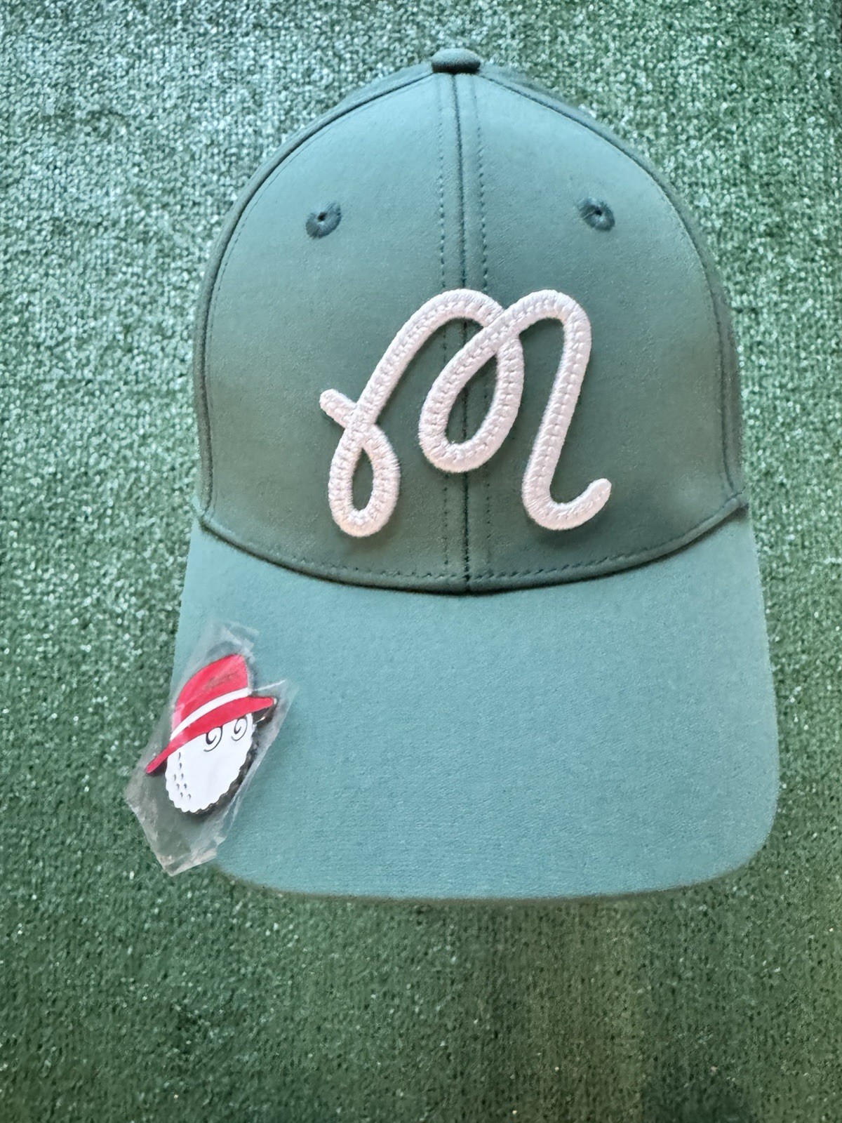 Malbon Golf Magnetic Ball Marker Hat Cap – Premium Golf Accessory- Green/ White