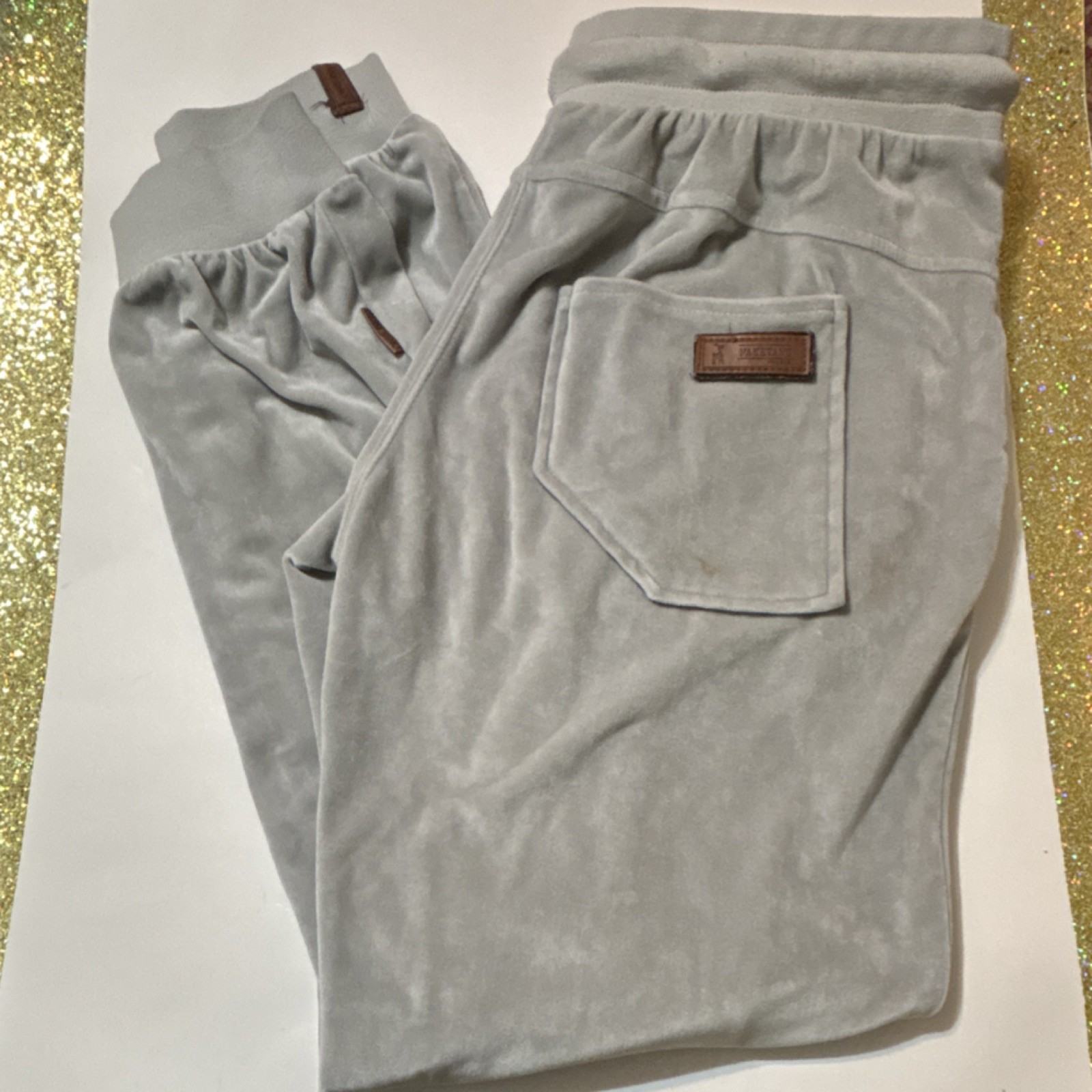 Naketano Gray Velour Jogger Pants XL Men Elastic Waist Drawstring Athleisure