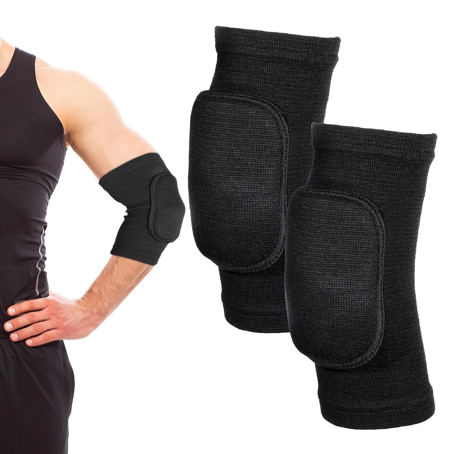 1 Pair Elbow Pads for Volleyball & Sports, Breathable Padded Arm Protectors for