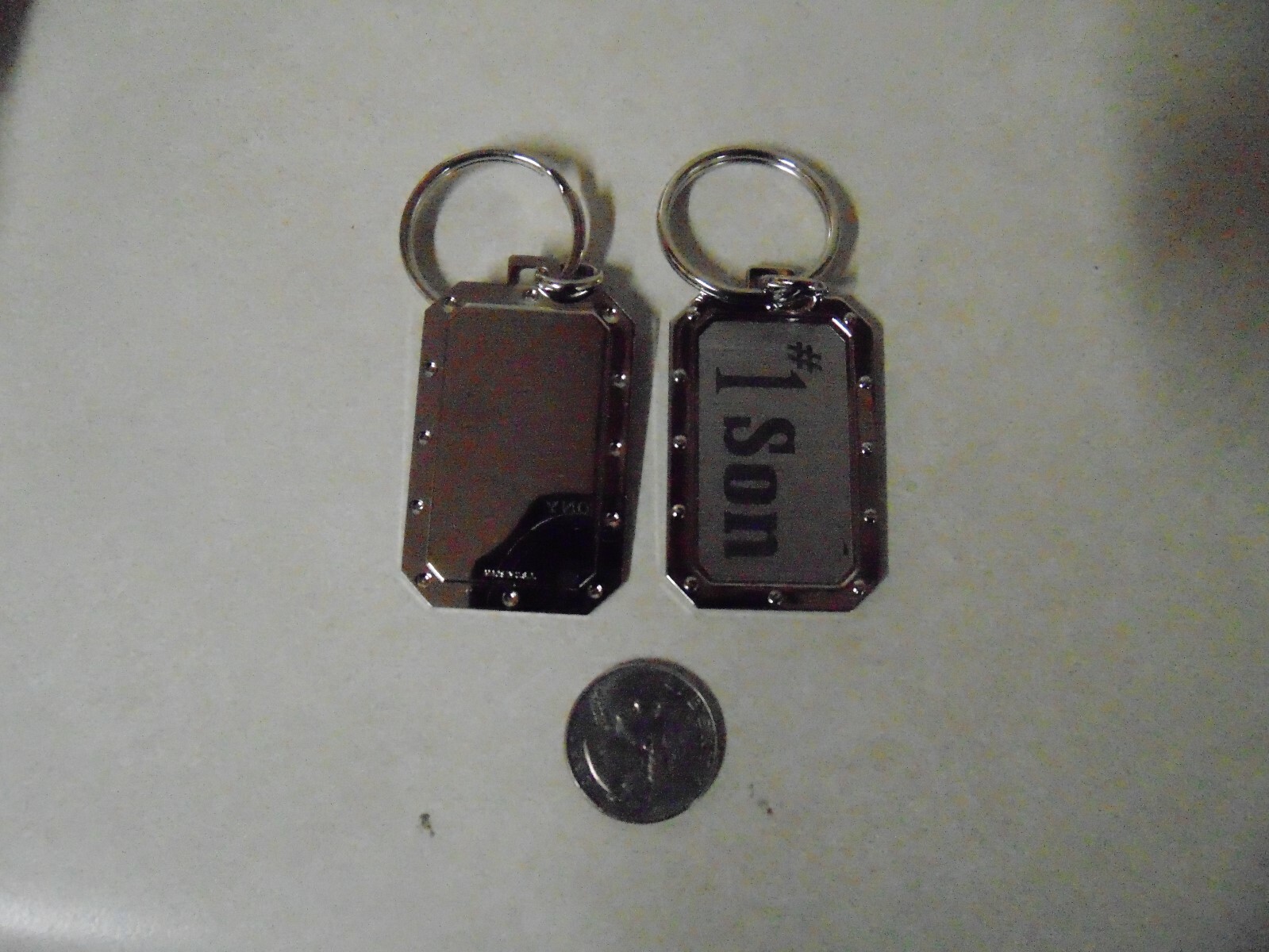 DOG TAG SHAPED KEY CHAIN # 1 SON ABOUT 2 INCHES