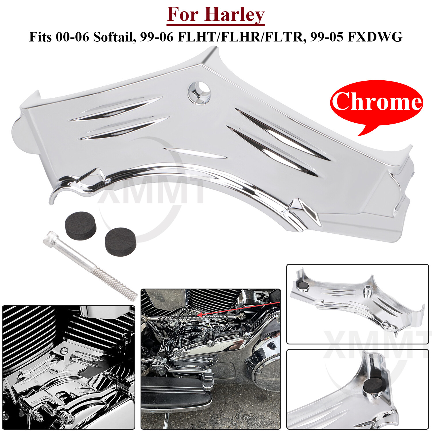 Chrome Cylinder Barrel Base Engine Block Cover for Harley Road King Glide 99-06