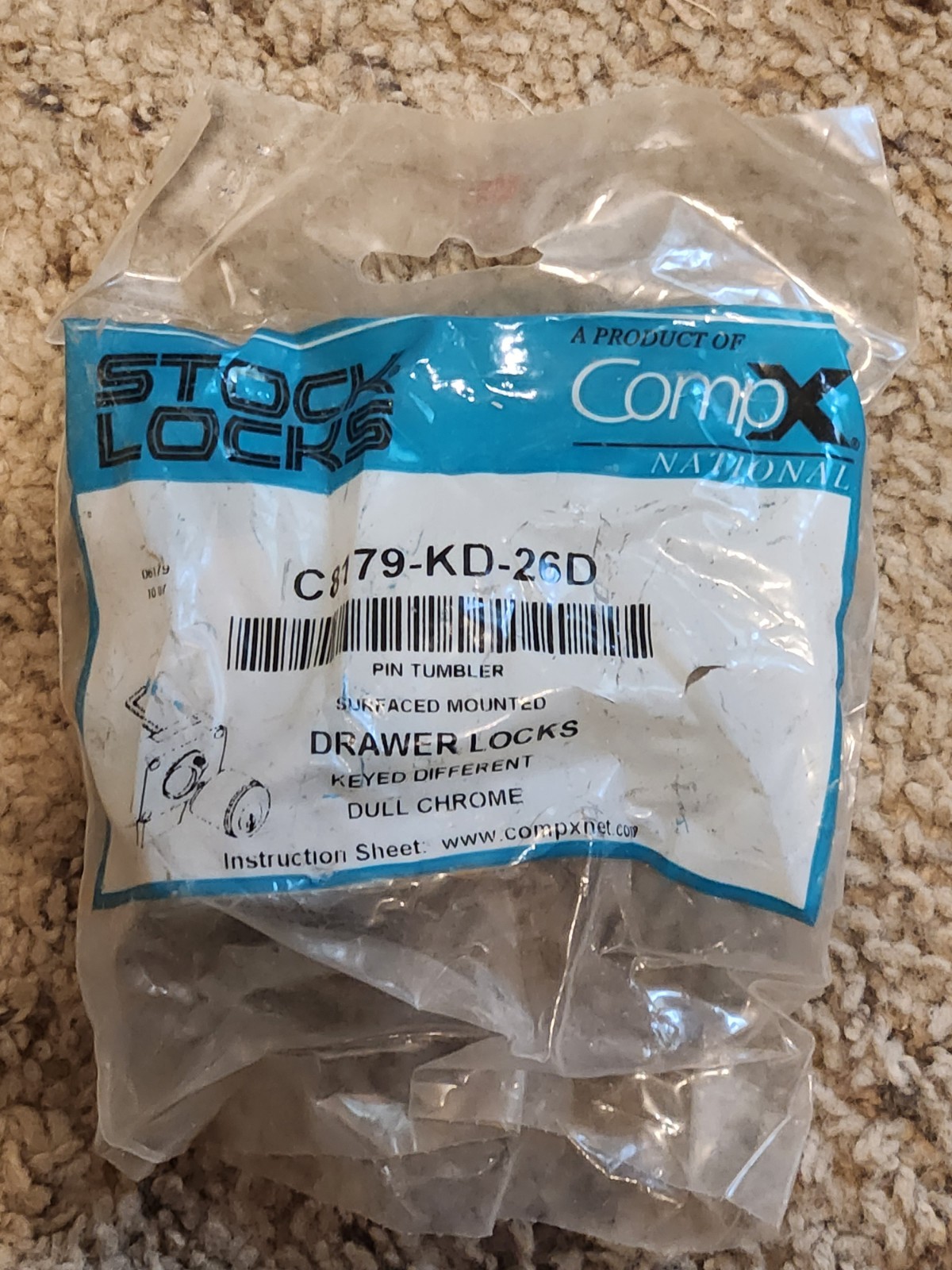 COMPX NATIONAL C8179-KD-26D Removable Core Lock,Slv,Rectang