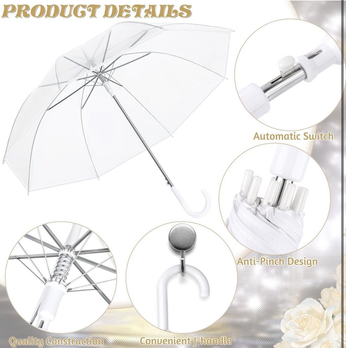 Wedding Umbrella 8 pcs, Clear, New