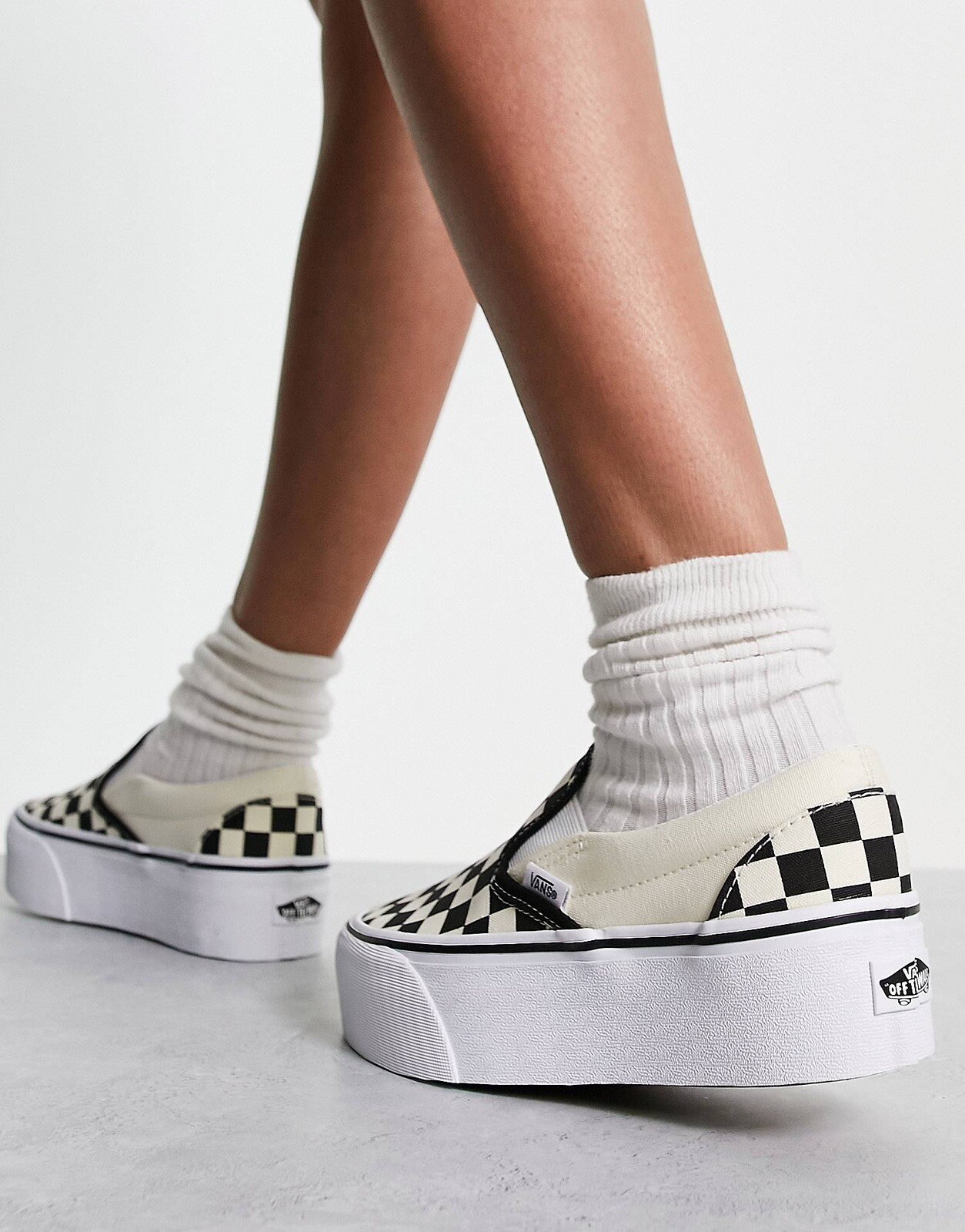 Vans Classic Slip on Stackform Women's SIZE 6-10 34mm platform checkerboard