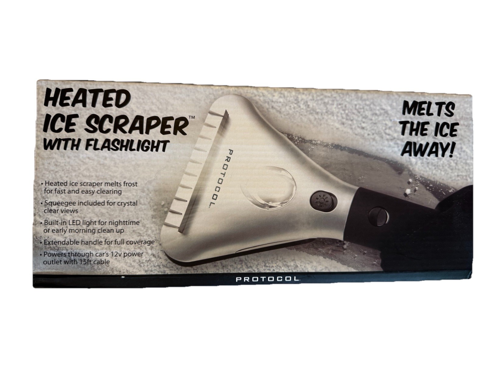Protocol Heated Ice Scraper with Flashlight Brand New In Box
