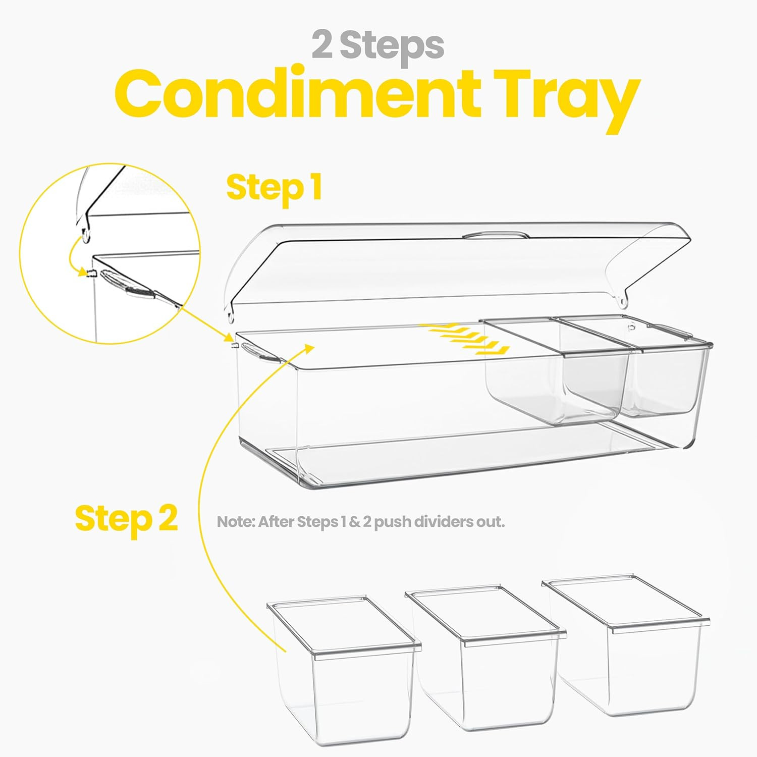 Ice Chilled Condiment Caddy with Lid, 5 Compartments Utensils