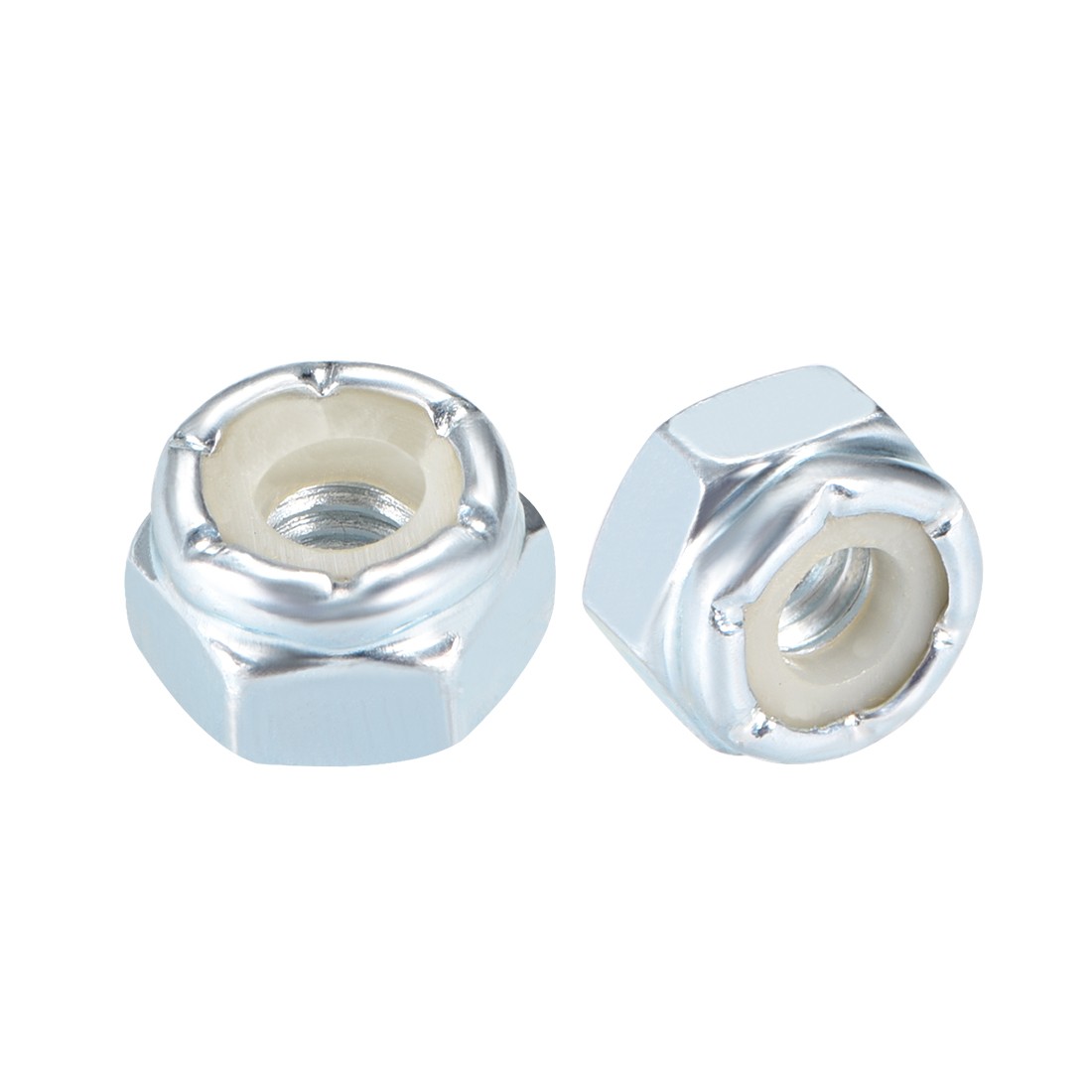 10#-24 Nylon Insert Hex Lock Nut, Carbon Steel White Zinc Plated, 25 Pcs