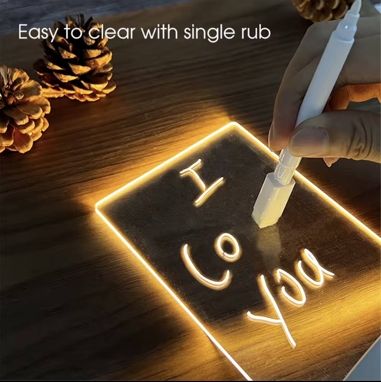 شفافة مضيئة LED أضواء ليلية USB مضيئة الاكريليك ضوء الليل قابل للمسح كتابة رسال