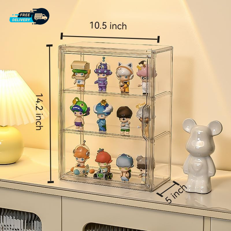 3 Tiers Clear Display Case for Figures Acrylic Storage Organizers Box