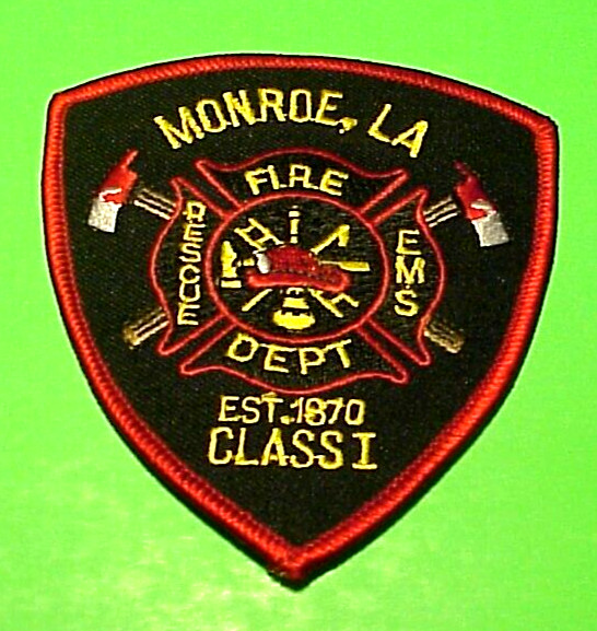 MONROE  LOUISIANA  EST. 1870  LA  4"  FIRE DEPT. PATCH  FREE SHIPPING!!!