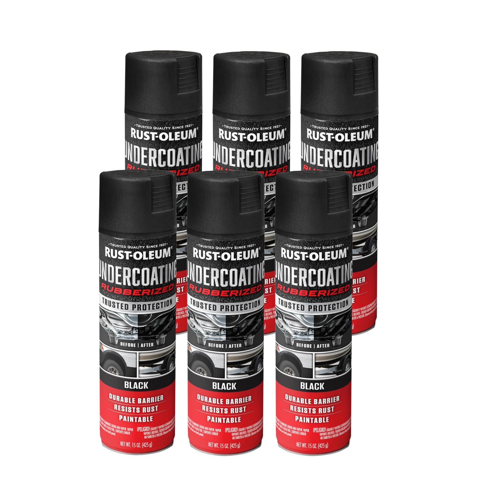 Rust-Oleum 248657-6PK Stops Rust Undercoating 15 Ounce (Pack of 6), Black