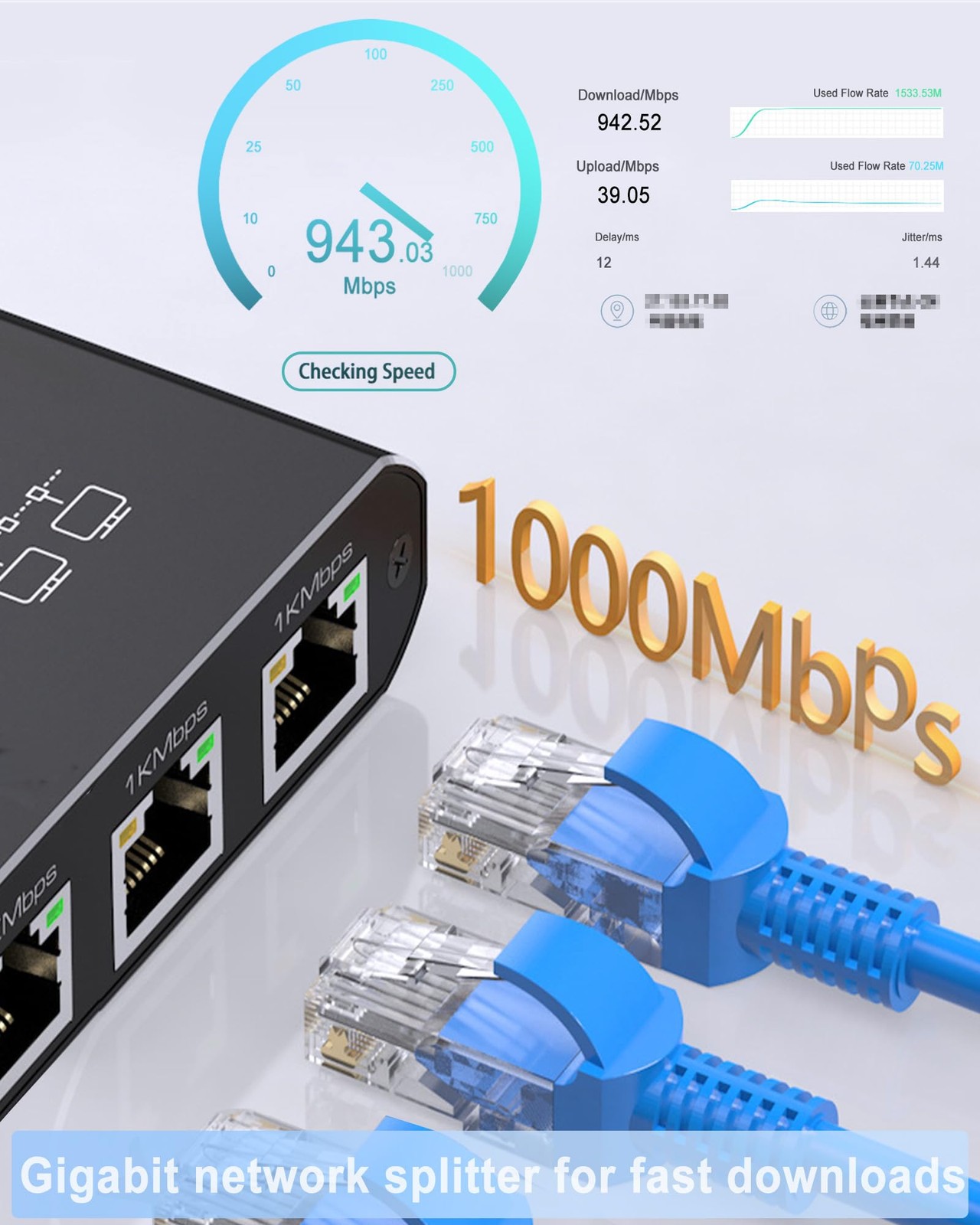 Ethernet Splitter 1 to 4 with Lan Cable, 1 4 Cable