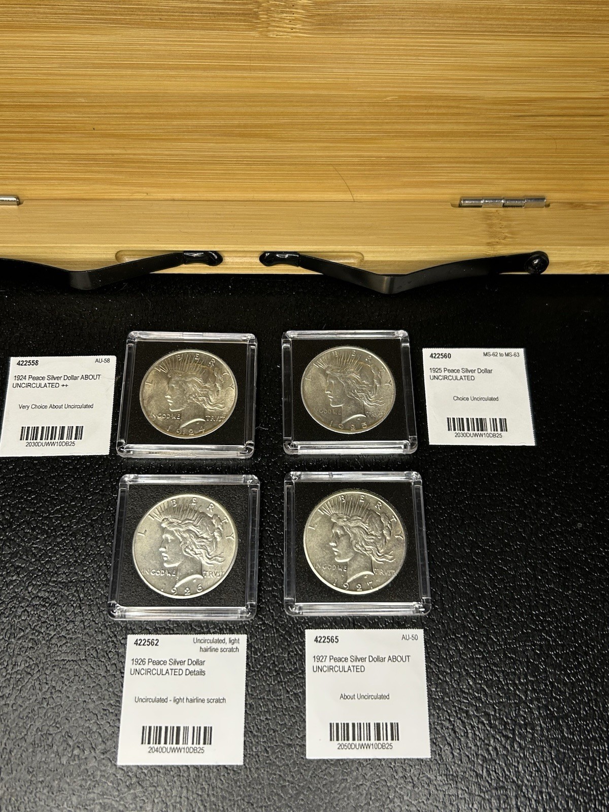 1924-1927 Peace Dollar Lot AU-MS - 4 Coins - Bubba Coins