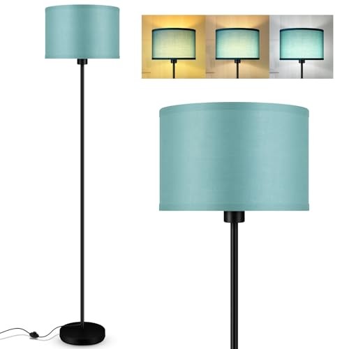 Black Floor Lamp Standing Lamp, 58" Tall LED Floor Lamp, Simple Black + Green