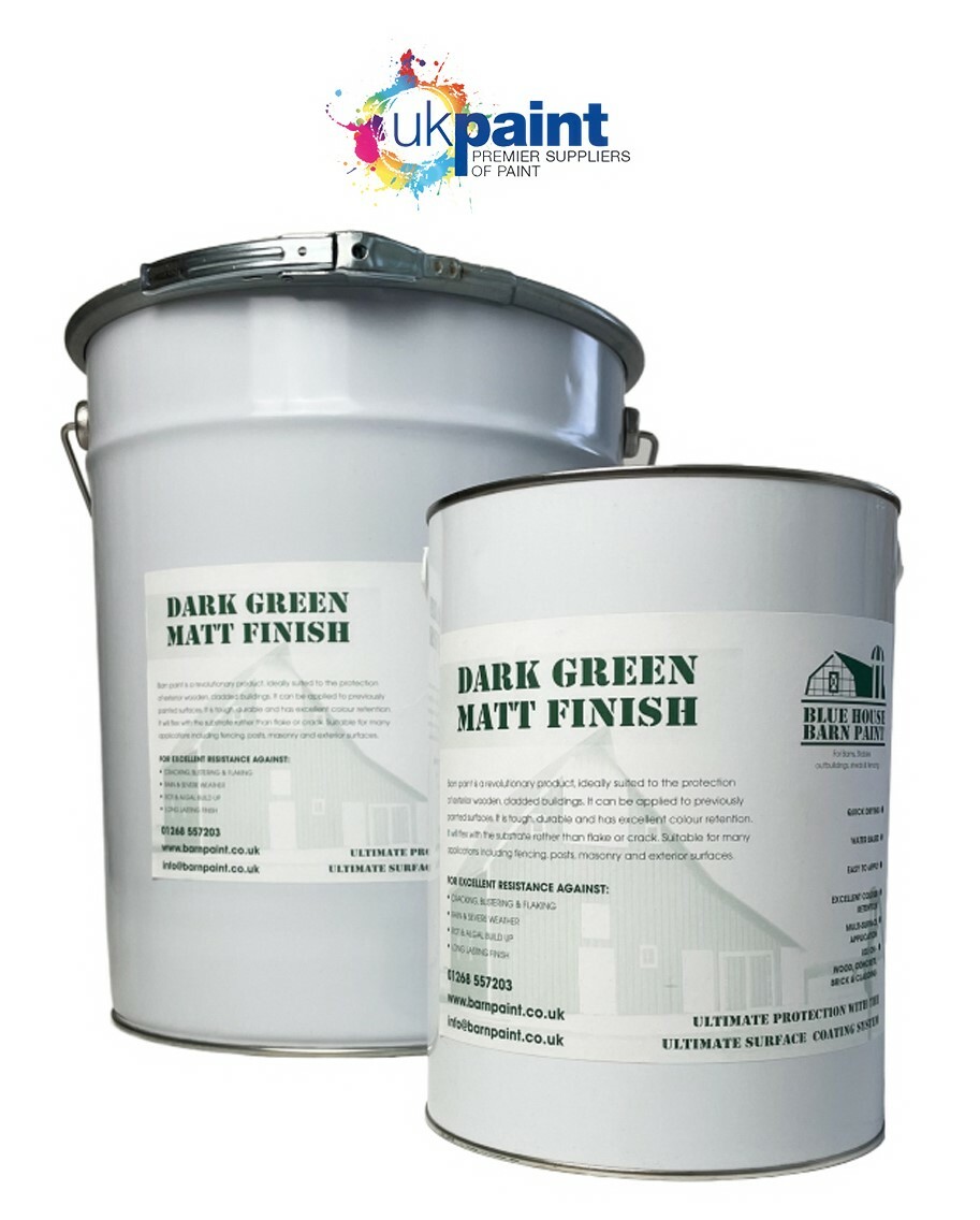 UK PAINT - Acrylic Barn Paint - 5L - Dark Green Matt Finish
