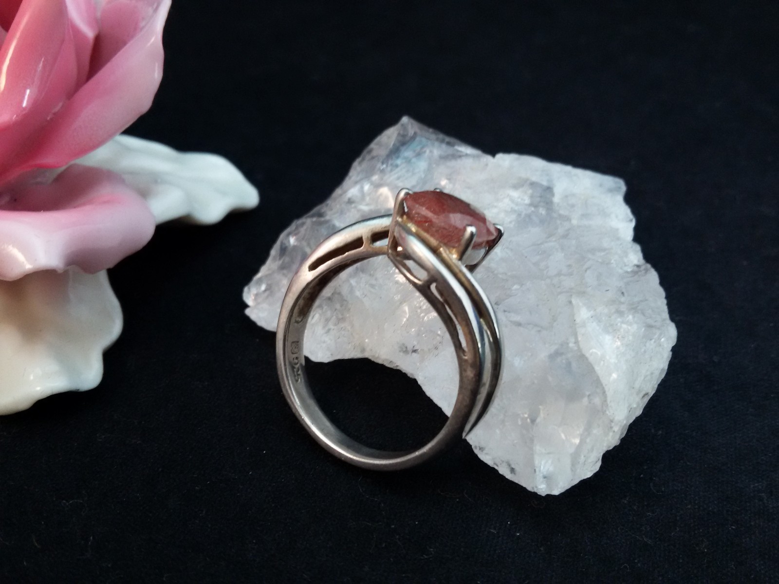 Gemstone ring ring silver 925 with pearl, cubic zirconia size 55 (17.5 mm Ø)
