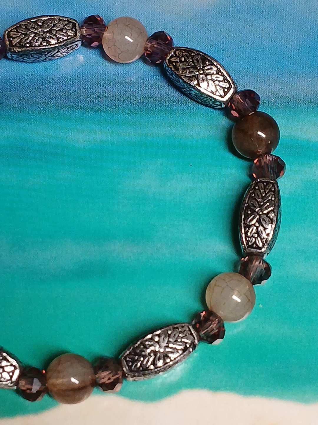 Rose Quartz and Amethyst Round Stretch Bead Bracelet