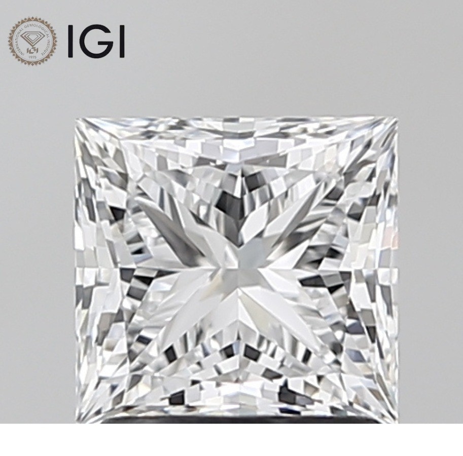 IGI Certified Lab Grown CVD Diamond PRINCESS Cut 1.05 Ct D Color VVS2 Clarity