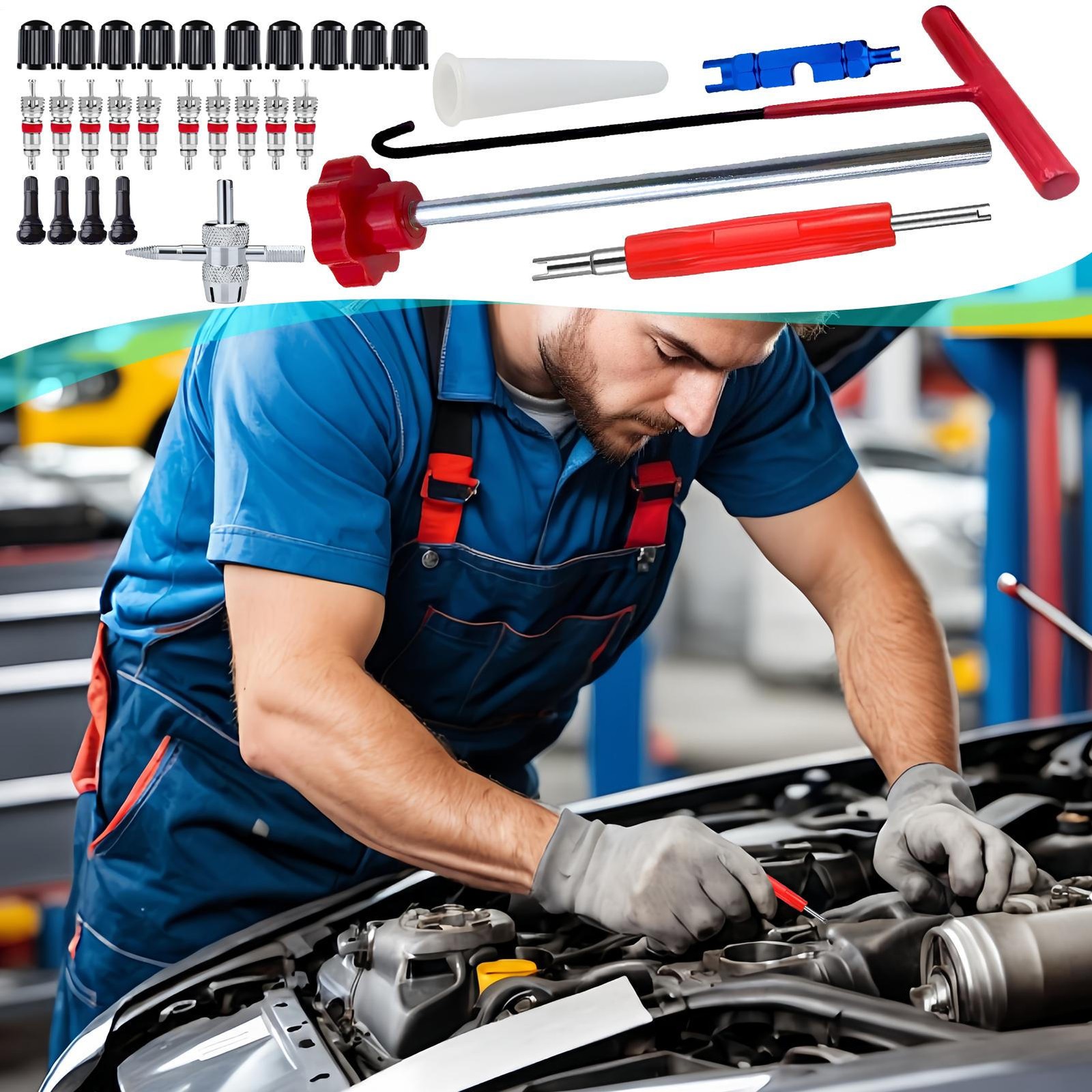 30Pcs Valve Stem Tool Kit Tire Installer Tool Valve Remover Tool Quick Change