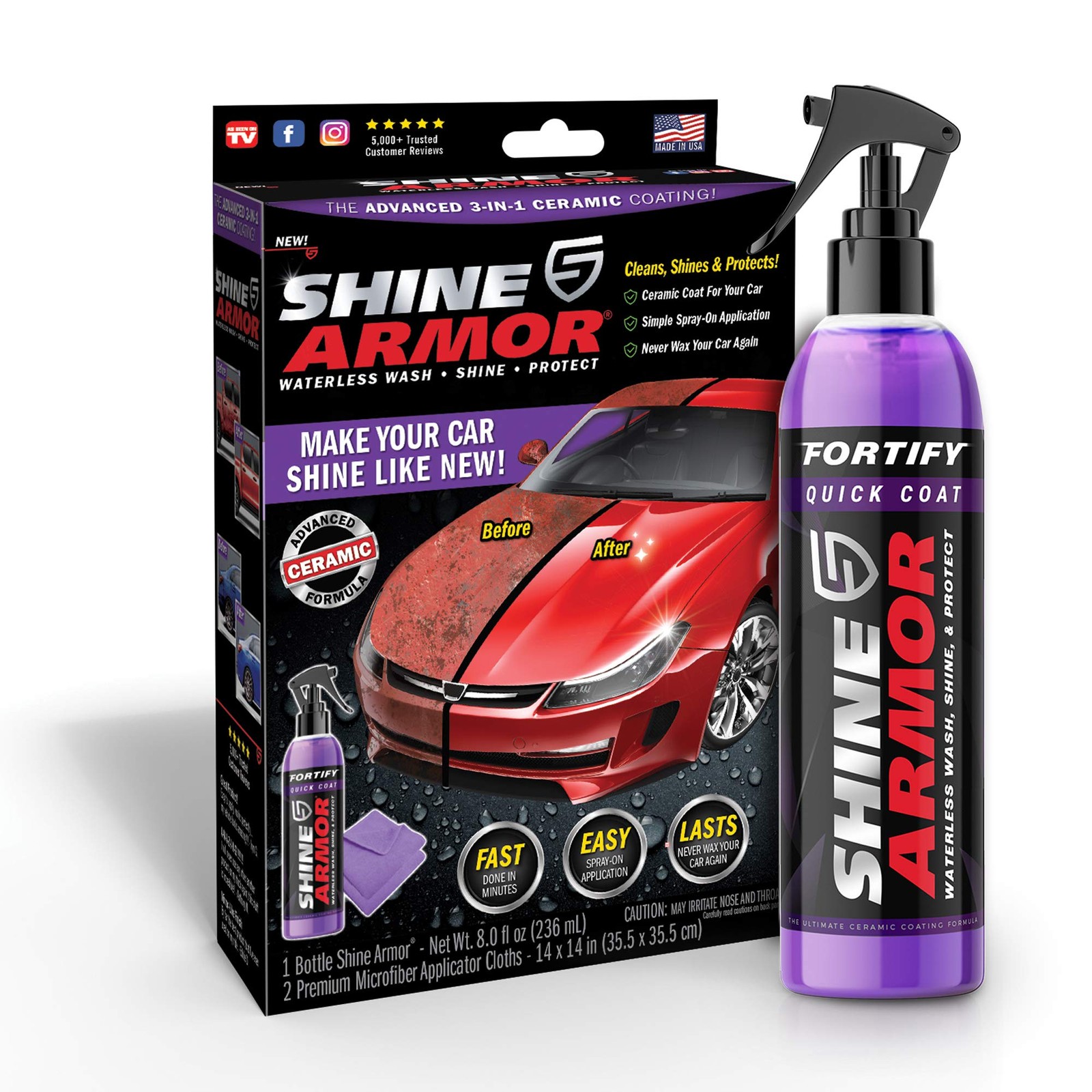 SHINE ARMOR Fortify Quick Coat High Performance Ceramic Coating, 2 Piece Set