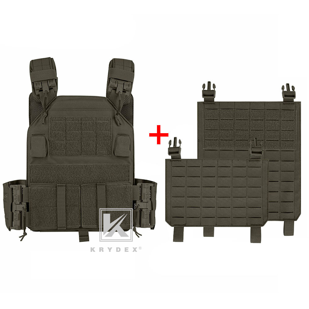KRYDEX Tactical Plate Carrier Quick Release MOLLE Panel with Clip Ranger Green