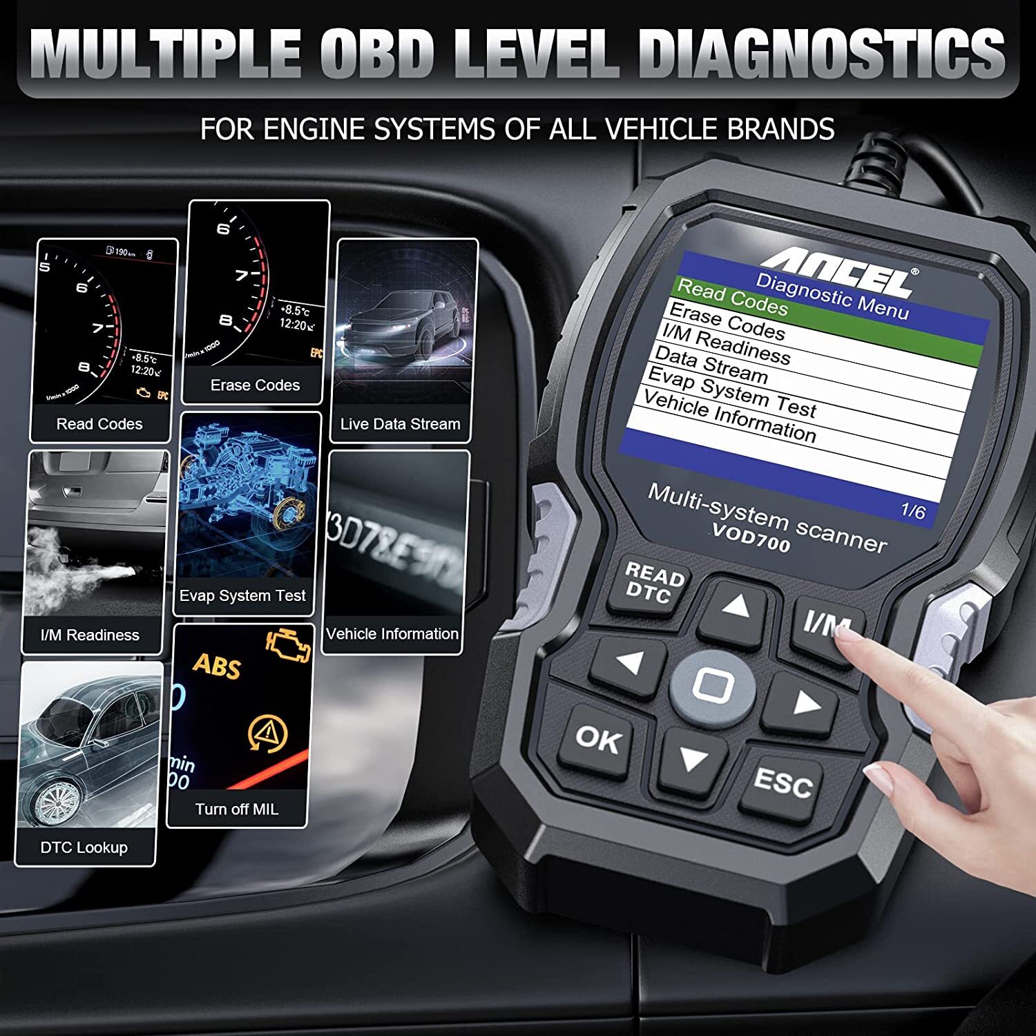 ANCEL VOD700 For Volvo All System OBD2 Scanner Car Diagnostic Tool ABS TPMS