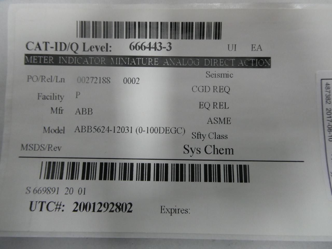 Abb ABB5624-12031 Vertical Panel Meter 0-100c
