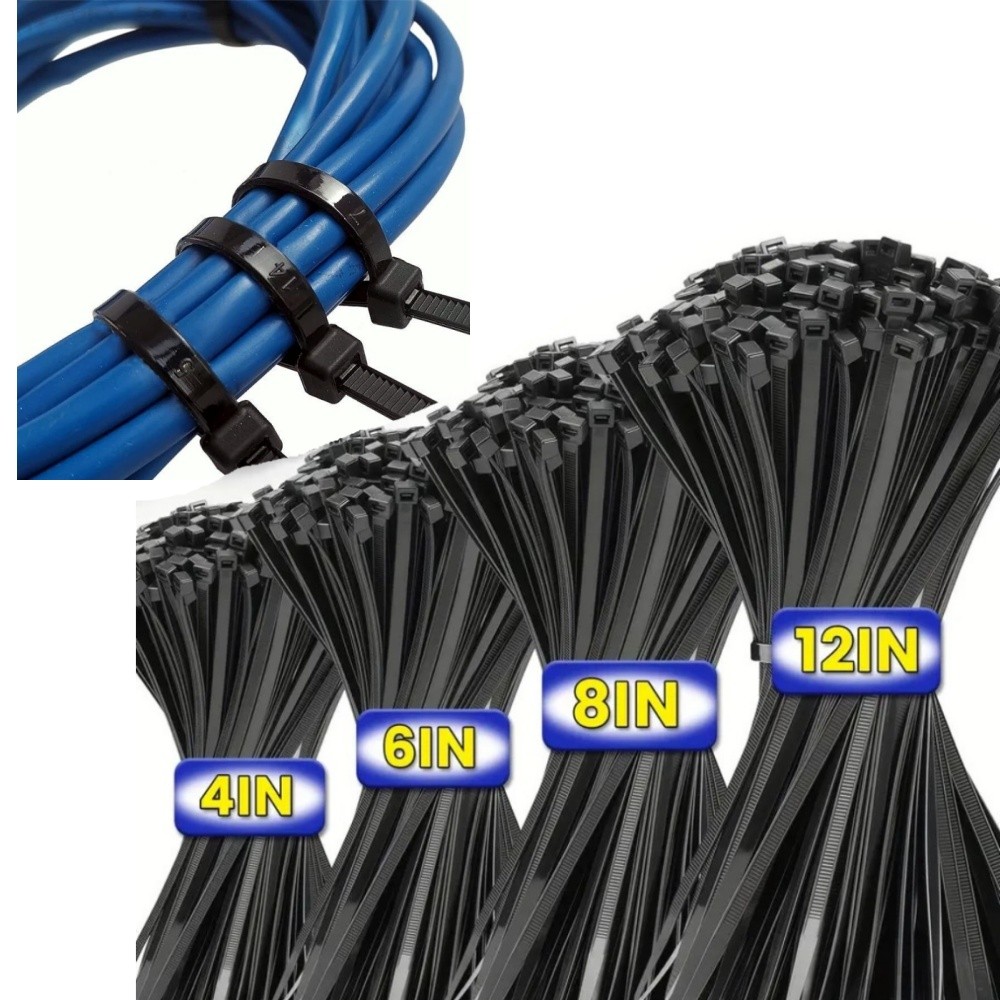 400PCS Cable Ties Assorted Sizes 4+6+8+12 Inch Self-locking Nylon Cable Ties