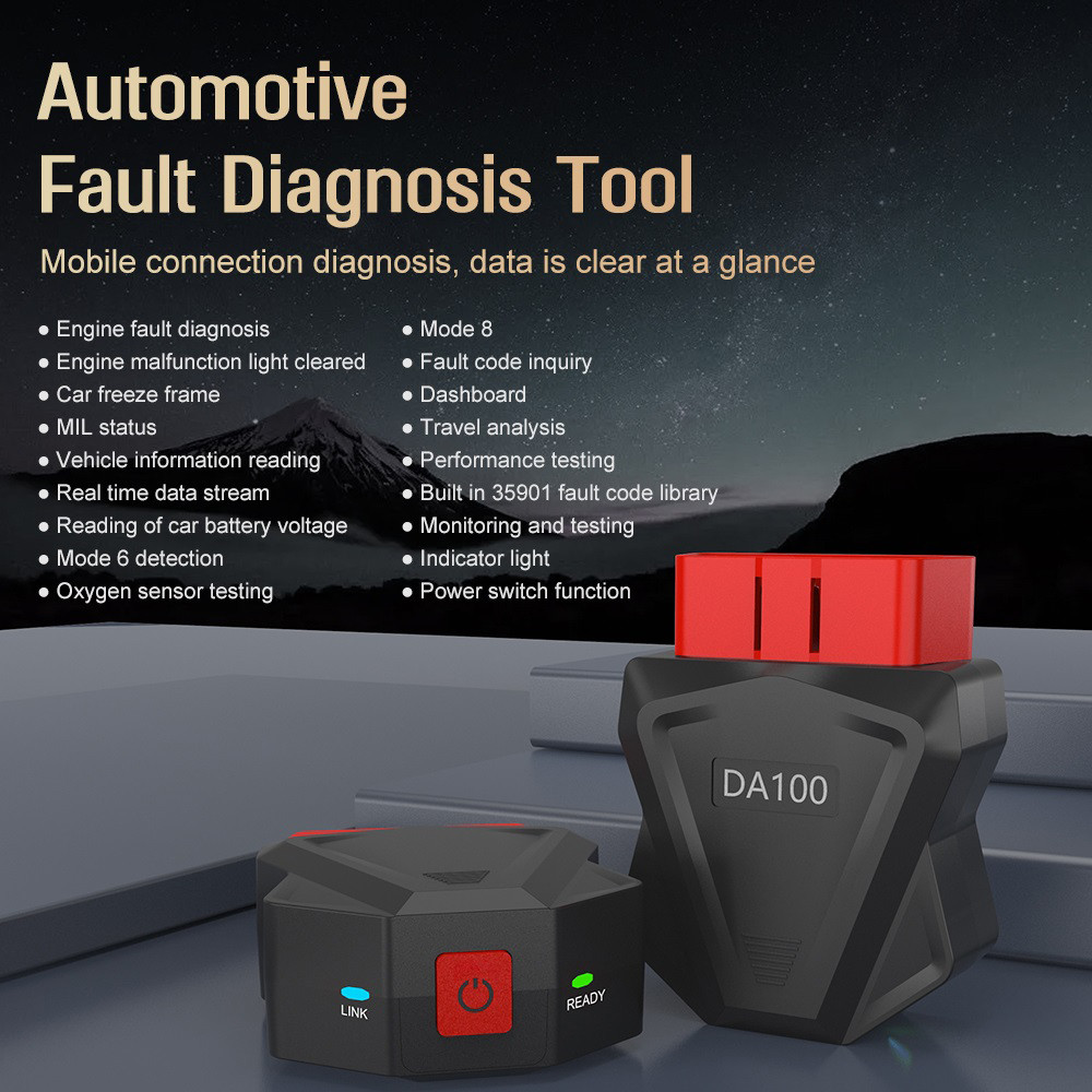 DA100 OBD Car Diagnostic Scanner Fault Code Reader Clear AI Diagnostic Tool